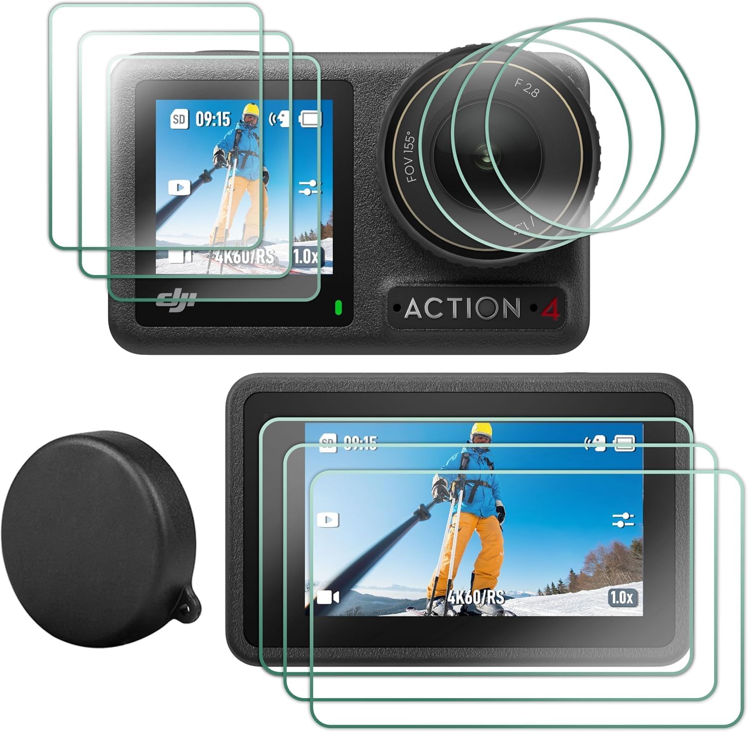 FiTSTILL Protetor de tela com tampa de lente de silicone para DJI Osmo